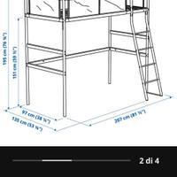  Letto singolo a soppalco 