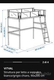  Letto singolo a soppalco 