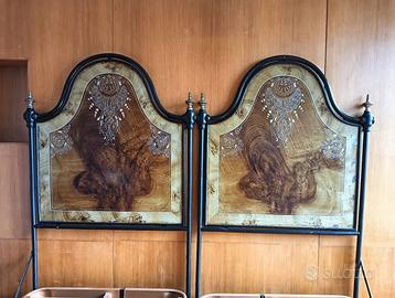 Letto in ferro battuto con intarsi in madreperla