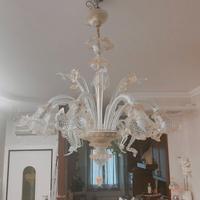 Lampadario in vetro di murano cristallo oro 8 luci