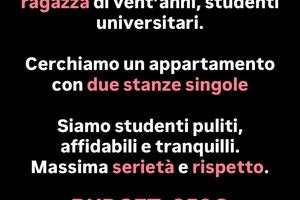 Due stanze singole per studenti universitari