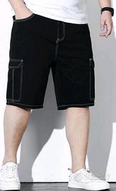 Pantaloncini Uomo Cargo Neri 4XL Shein Curve