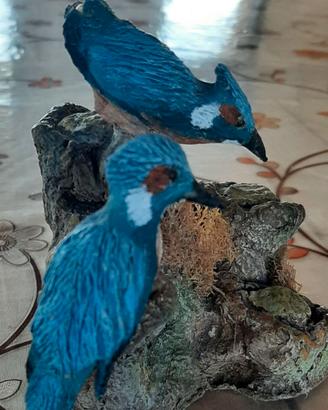 Martin pescatori coppia in miniatura scultura.