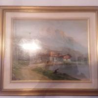 Quadro casa sul lago 65x57cm altezza