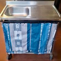 LAVELLO ACCIAIO CON RUOTE