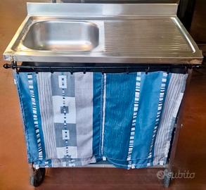 LAVELLO ACCIAIO CON RUOTE