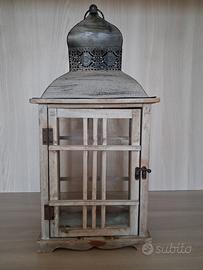 Lanterna Shabby Chic in legno e metallo
