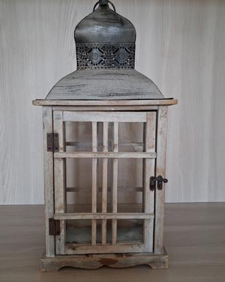 Lanterna Shabby Chic in legno e metallo