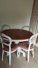 tavolo tondo estendibile con 4 sedie