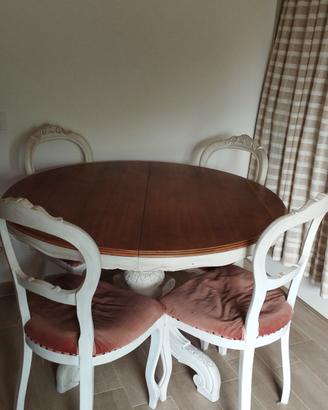 tavolo tondo estendibile con 4 sedie