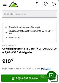 Condizionatori CARRIER 12.000 BTU
