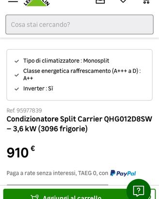 Condizionatori CARRIER 12.000 BTU