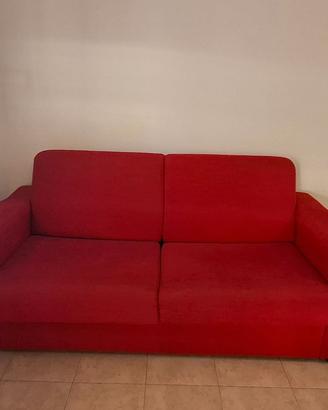 Divano letto in tessuto rosso