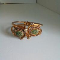 Bracciale vintage con tartarughe in pietra verde