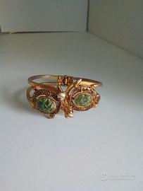 Bracciale vintage con tartarughe in pietra verde