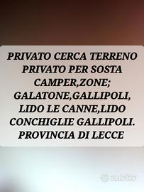 Parcheggio camper per privato