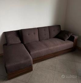 Divano letto angolare con penisola e contenitori