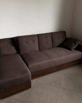 Divano letto angolare con penisola e contenitori
