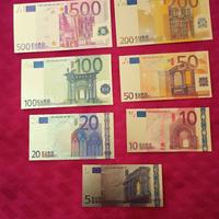 "EURO" 7 BANCONOTE LAMINATI IN ORO COLORATI