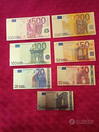 "EURO" 7 BANCONOTE LAMINATI IN ORO COLORATI