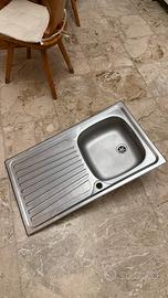 Lavello cucina inox 85 cm con rubinetto