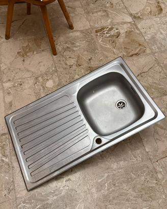 Lavello cucina inox 85 cm con rubinetto