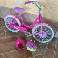 Bicicletta Barbie rosa + casco + cestino fiori