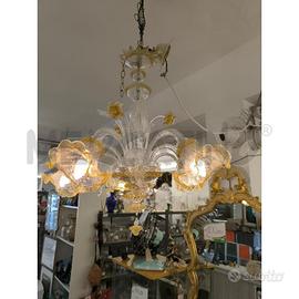 LAMPADARIO VETRO MURANO PROFILI OCRA