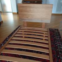 Letto singolo tutto in legno con doghe e testiera