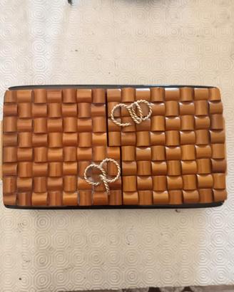 Scatola d'epoca in legno vintage anni '60