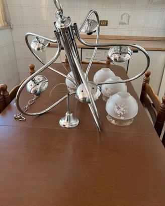 Lampadario in acciaio anni’ 70