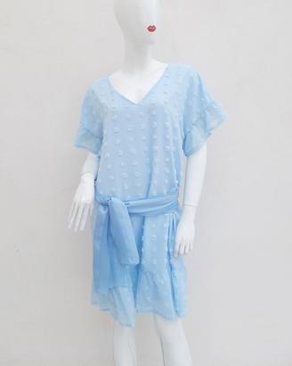 Abito azzurro   stile    bon ton elegante
