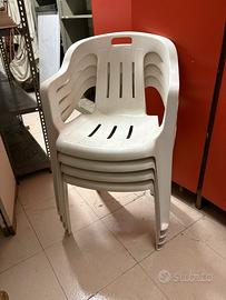 Set 4 Sedie Giardino Bianche