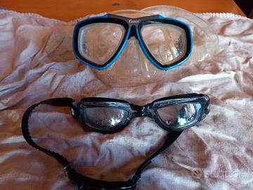 Maschera e occhialini nuoto