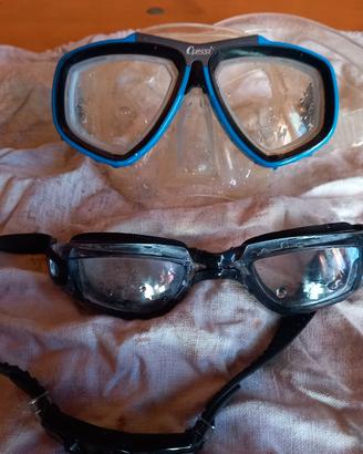 Maschera e occhialini nuoto
