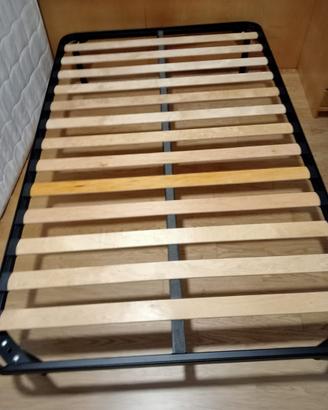LETTO PIAZZA E MEZZO, DOGHE IN LEGNO, MATERASSO
