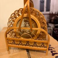 Set di 6 sottobicchieri con farfalle in rattan