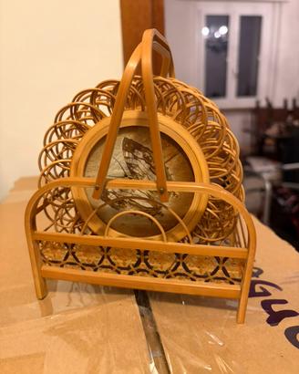 Set di 6 sottobicchieri con farfalle in rattan