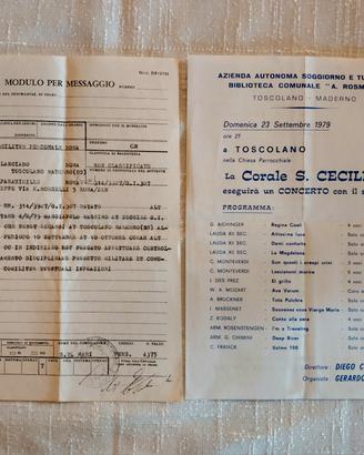 TOSCOLANO/ Documento militare + Programma Concerto