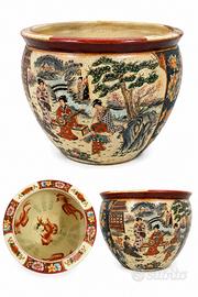 Vaso-Fioriera stile Satsuma dipinto a mano