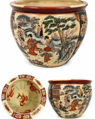 Vaso-Fioriera stile Satsuma dipinto a mano