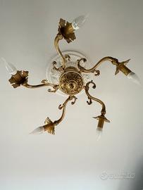 Lampadario in ottone oro