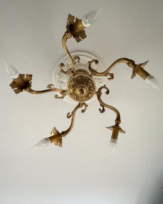 Lampadario in ottone oro