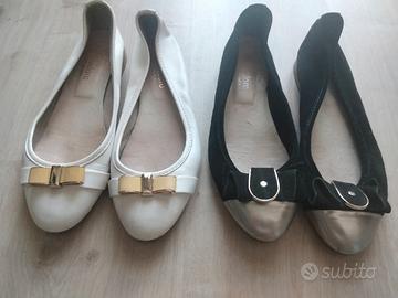 2 PAIA DI BALLERINE IN VERA PELLE NR 37 