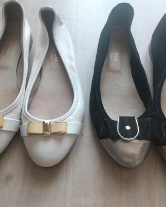 2 PAIA DI BALLERINE IN VERA PELLE NR 37 