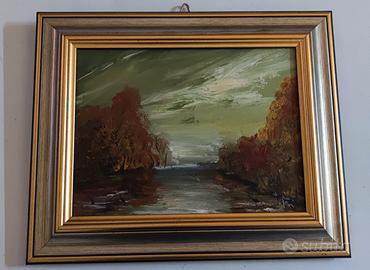 Quadro Paesaggio Olio su Tela con Cornice