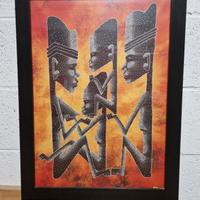 Quadro etnico con cornice in legno