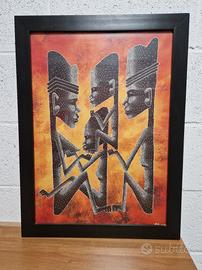 Quadro etnico con cornice in legno