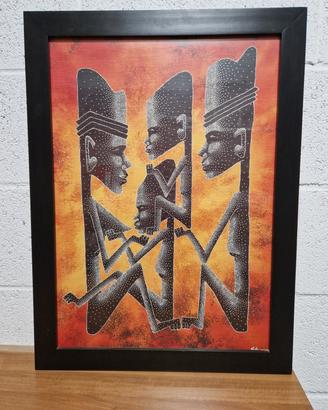 Quadro etnico con cornice in legno