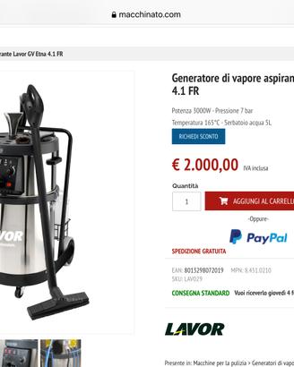 Generatore di vapore e aspiratore solidi/liquidi